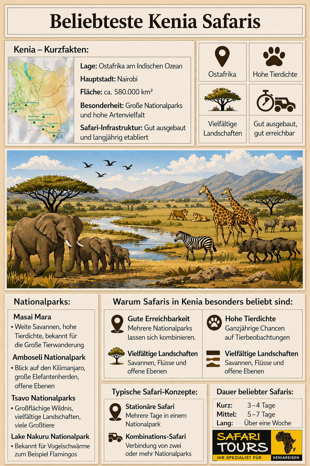 Infografik beliebteste Safaris