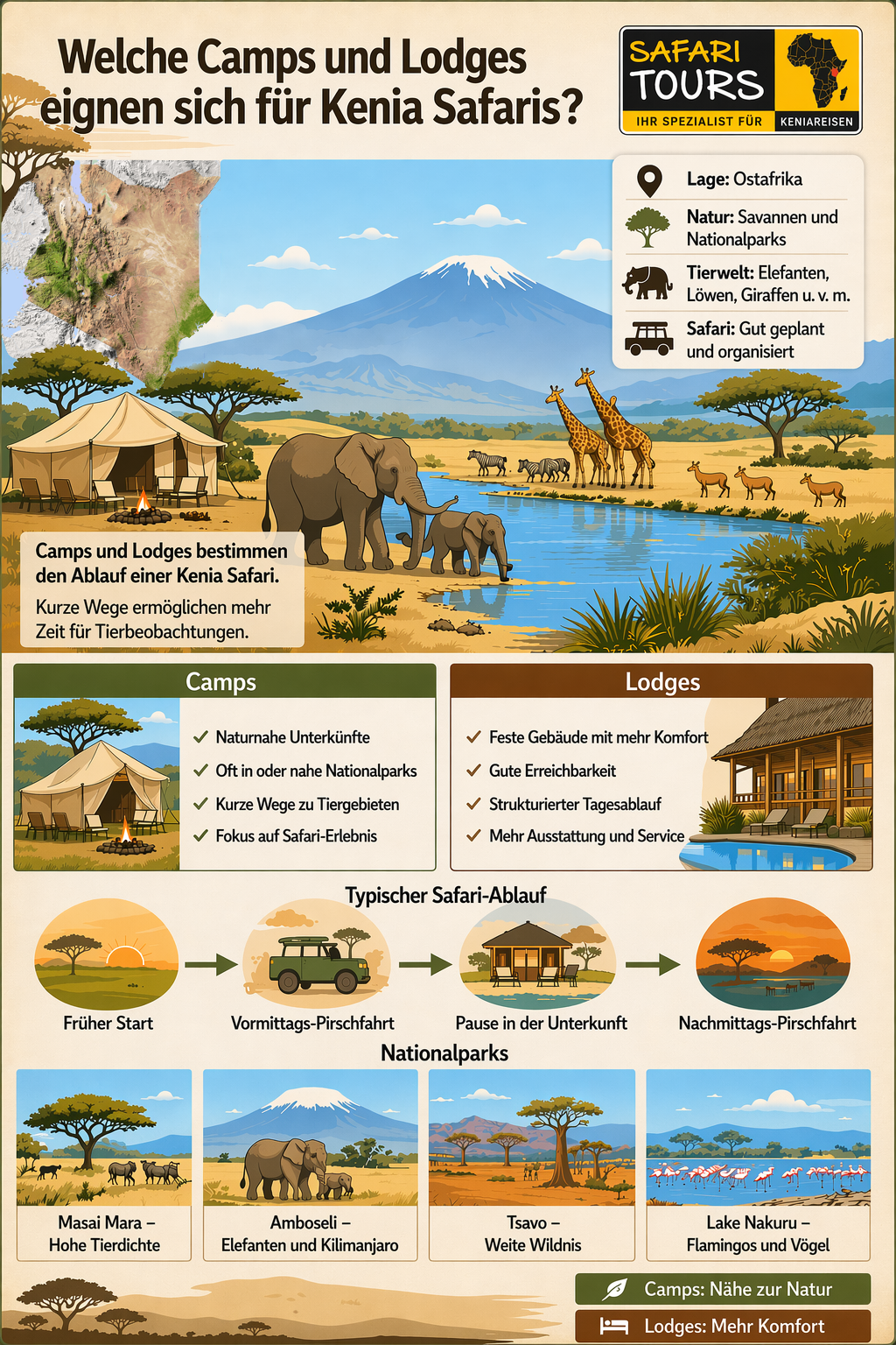 Infografik Camps und Lodges Safaris
